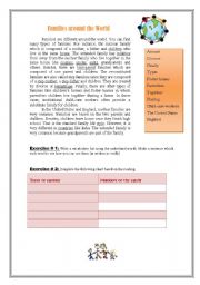 English Worksheet: Reading comprhension about family