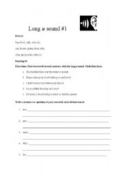 English Worksheet: Long vowels: u