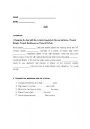 English worksheet: TENSES QUIZ