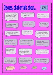 English Worksheet: Discuss, chat or talk about - TV