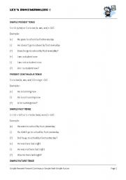 English Worksheet: Simple Present - Present Contiunous - Simple Past and Simple Future