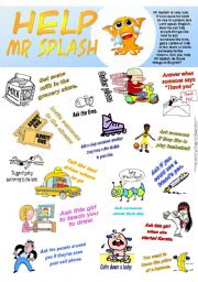 English Worksheet: Help Mr Splash (Simple functions in English)