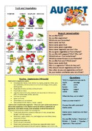 English Worksheet: August worksheet 8/12 (read, talk and discuss)