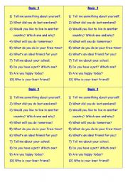 English Worksheet: Conversation Cards