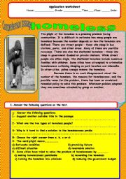 English Worksheet: homeless