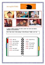 English Worksheet: despicable me writing: routines- part 2