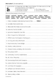 English Worksheet: What Nation?