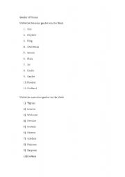 English Worksheet: gender of nouns 