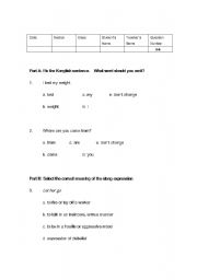 English worksheet: Slang Test - Very Professional