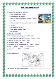 English Worksheet: TOM AND JERRY IN TEXAS