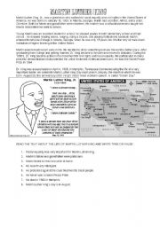 English Worksheet: MARTIN LUTHER KING