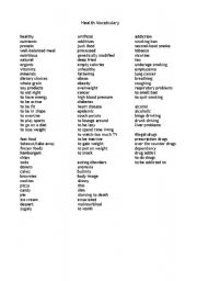 English Worksheet: health vocabs