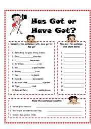 English Worksheet: Have Got or Has Got?