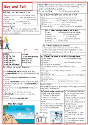 English Worksheet: Say   & Tell