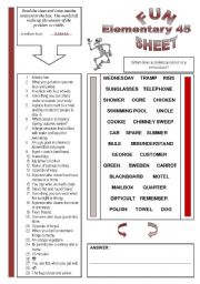 English Worksheet: Fun Sheet Elementary 45