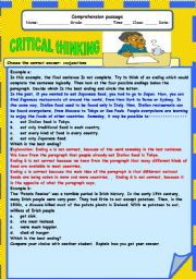 English Worksheet: cRITICAL THINKING