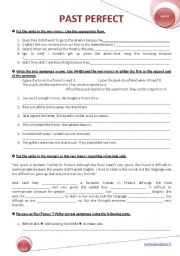English Worksheet: PAST PERFECT