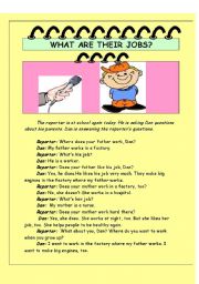 English Worksheet: WHAT ARE THEIR JOBS?