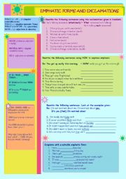 English Worksheet: EMPHATIC FORMS AND EXCLAMATIONS