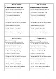 English Worksheet: Past Continuous