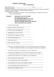 English Worksheet: present continuous