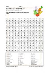 WORDSEARCH: VEGETABLES