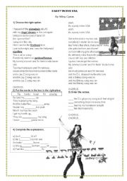 English Worksheet: Song Miley cyrus Party in the USA