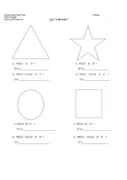 English worksheet: Shapes and colors / Questions