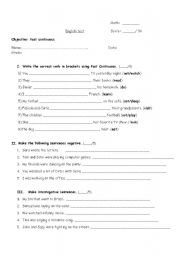 English Worksheet: past continuous test