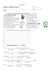 English Worksheet: conditional clauses test