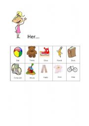 English worksheet: His and Her