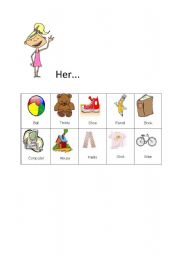 English Worksheet: His and Her