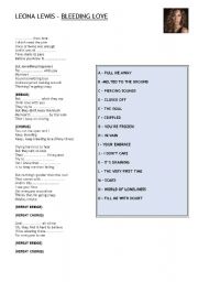 English Worksheet: Leona Lewis Bleeding Love