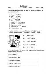 English Worksheet: exercises verb to be