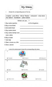 English worksheet: My town