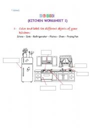 English Worksheet: Kitchen Worksheet 1