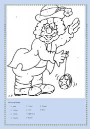 English Worksheet: Colour the Clown