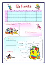 English Worksheet: My English Portfolio 10 (My timetable)