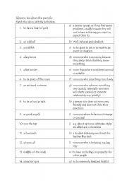 English Worksheet: Idioms to describe character