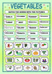 English Worksheet: CARTOONS/VEGETABLES/MATCHING