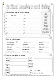 Ordinal numbers and dates