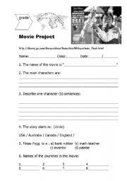 English Worksheet: movie project