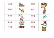 English Worksheet: Short Vowel Matching Picture and Word Cards