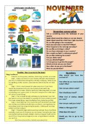 English Worksheet: November worksheet 11/12 (read, talk and discuss)