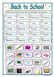 English Worksheet: Back to School