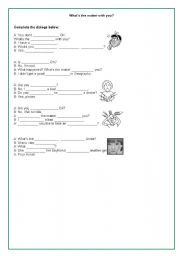 English worksheet: Whats the matter with you?