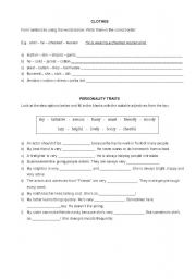 English Worksheet: Clothes, patterns and personality traits