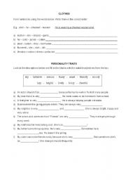 English worksheet: Clothes, patterns and personality traits