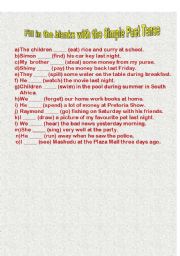 English worksheet: Simple Past Tense Exercise