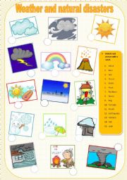 English Worksheet: weather and natural disasters matching